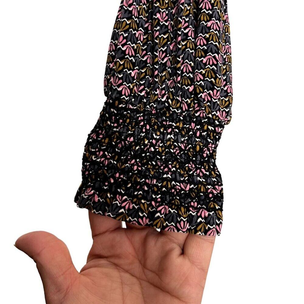 Boden Dress 4L Floral Embroidered Long Sleeve Tie Back Midi Flowy Smocked Cuffs - Picture 5 of 12